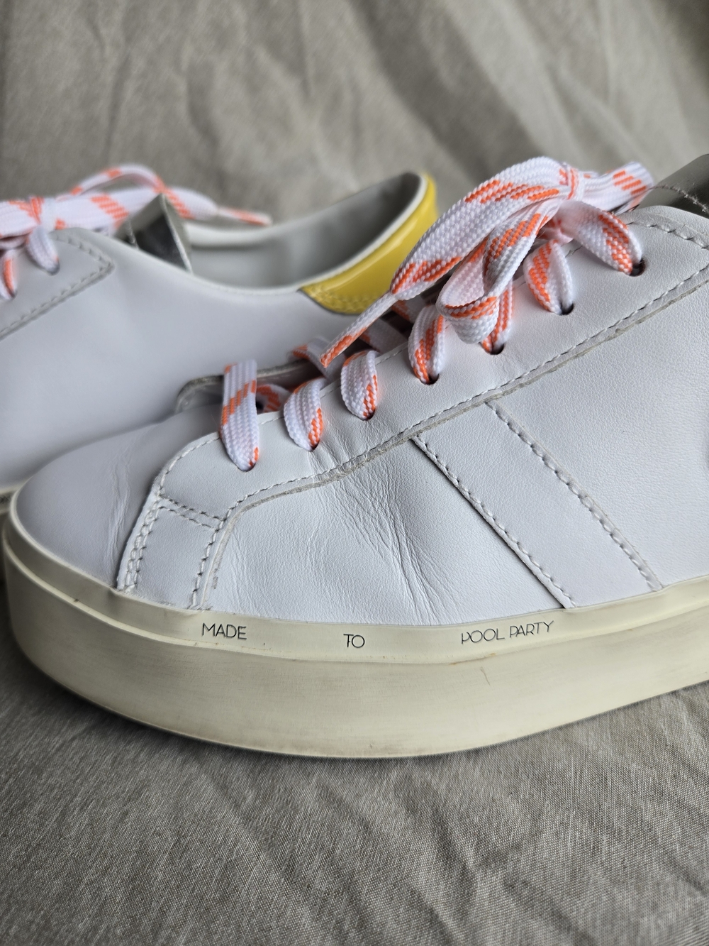 D.A.T.E. Hill Low Premium Italian Leather Sneakers White Pink Palm Tree US 7 - Picture 11 of 14